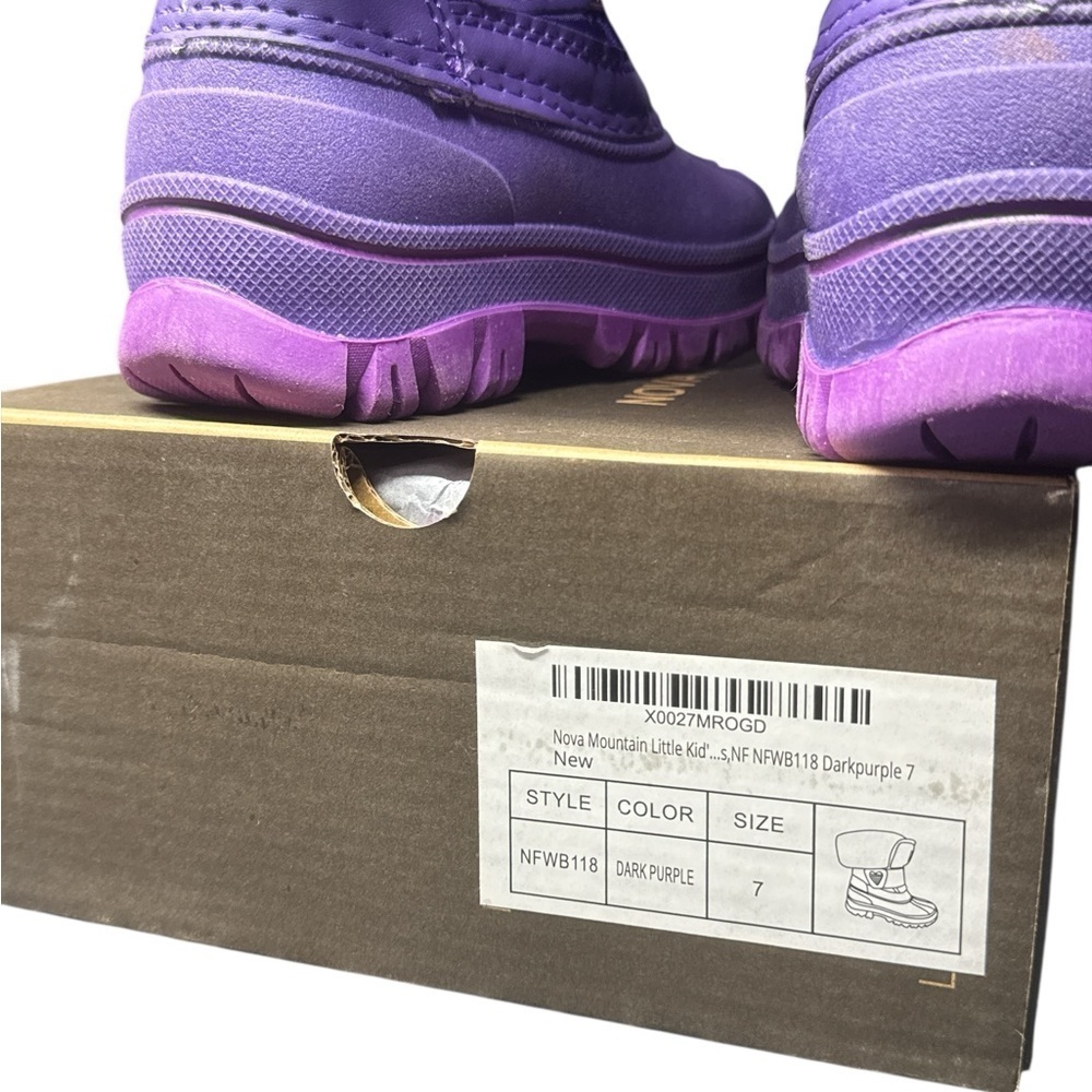 Kids Purple and Blue Winter Boots with Heart Detail | Size 7 - Picture 4 of 9